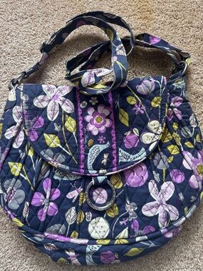Vera Bradley Vintage Quilted Saddle Crossbody Bag-Floral Nightingale pattern